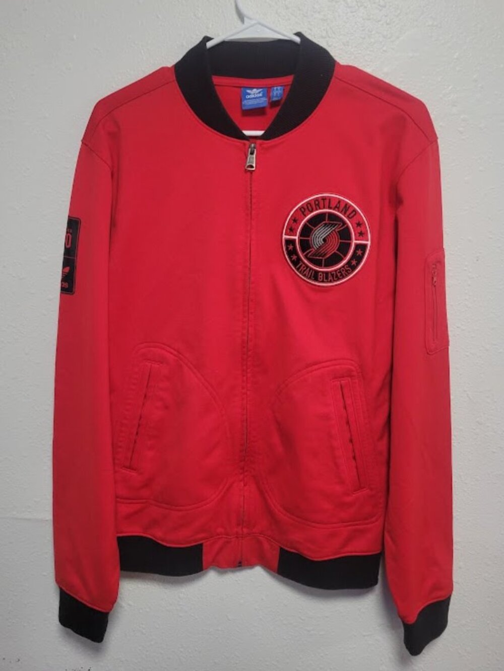Adidas Portland Trail Blazers Bomber Jacket Men's Small Red NBA Full Zip